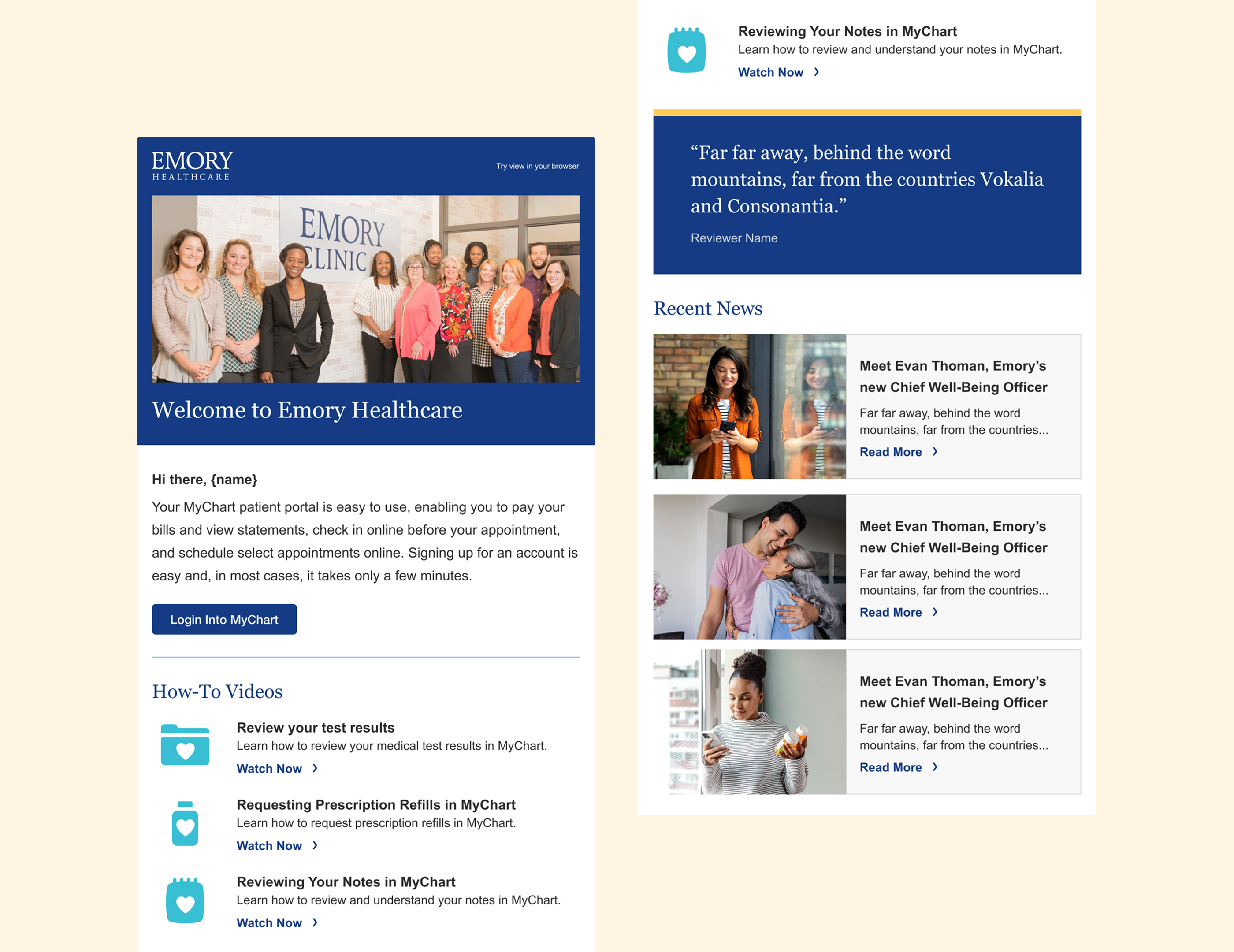 Emory Healthcare Email Template Design